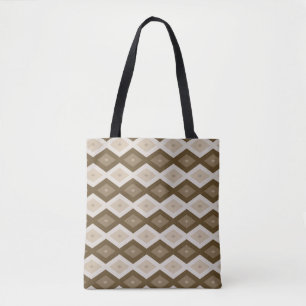 Bolso De Tela Tonos de patrón de diamante marrón