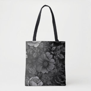 Bolso De Tela Tonos mudos de flor gris