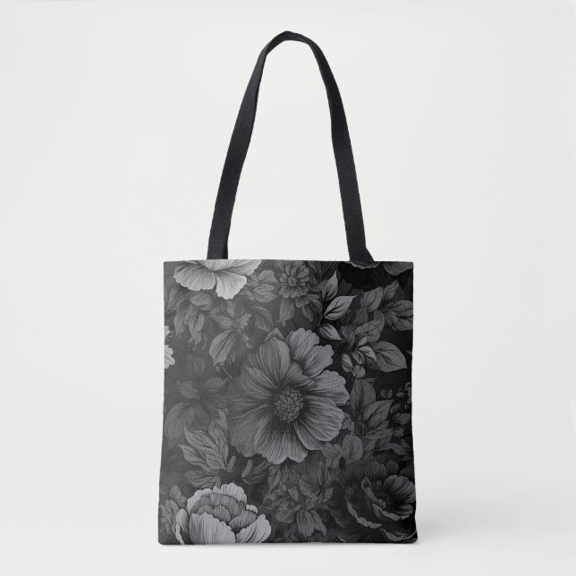 Bolso De Tela Tonos mudos de flor gris (Anverso)
