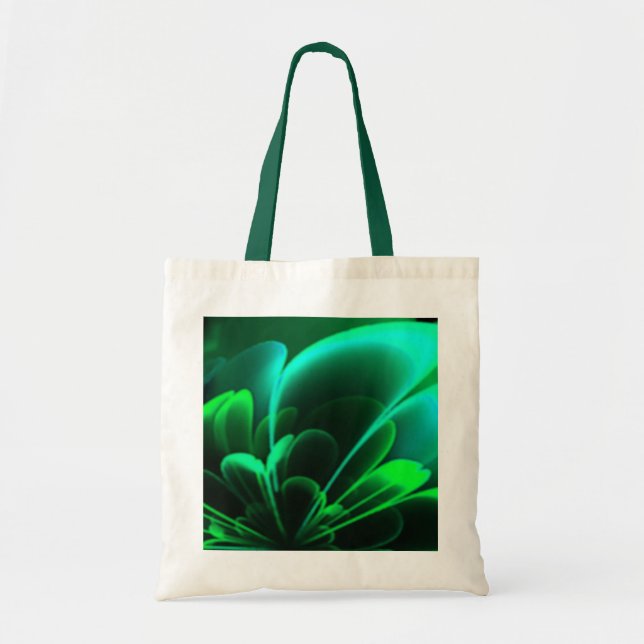 Bolso De Tela Tonos verdes flor estilizada mitad Corolla (Frente)