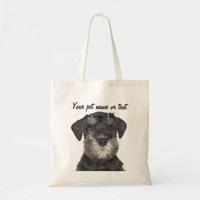 Bolso De Tela Too Cute Puppy Miniature Schnauzer Dog (Frente)