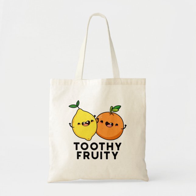 Bolso De Tela Toothy Fruity Funny Fruit Pun (Frente)