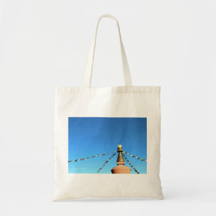 Bolso De Tela Top de Stupa budista con las banderas del rezo