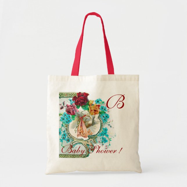 BOLSO DE TELA TORMENTA DE LA DUCHA DE NIÑAS DE BEBÉ 2 MONOGRAMA (Frente)