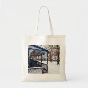 Bolso De Tela Tormenta de nieve en la ciudad de Cottage - Viñete