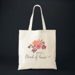 Bolso De Tela torneo rústico elegante de escritura criada de hon<br><div class="desc">Nuestra colección de "peonías rústicas" presenta peonías acuarelas en hermosos colores otoñales con borgoña y polvoriento rubor con follaje que complementa el fondo kraft. Puede optar por una crema ligera o fondo blanco y mezclar y combinar esta colección como desee. El elegante guión caligráfico acentúa el aspecto general y se...</div>