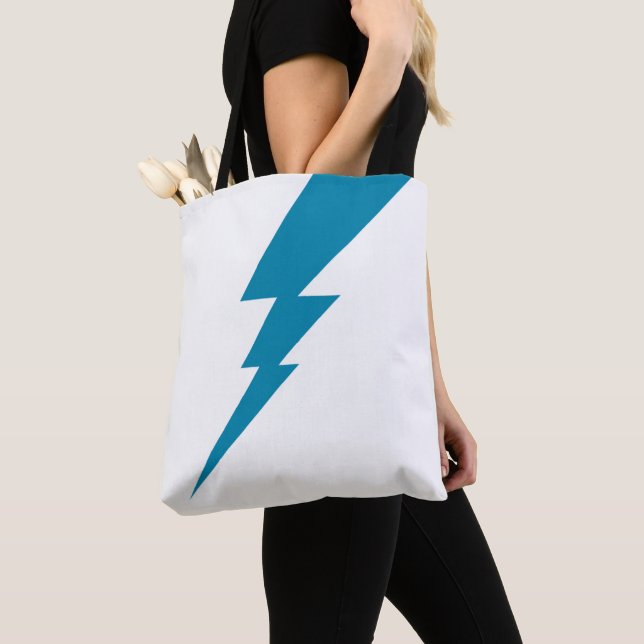 Bolso De Tela Tornillo De Rayo Geométrico Blanco Y Azul (Detalle)