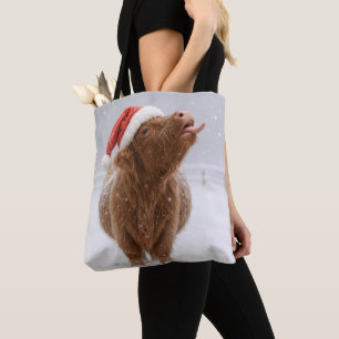 Bolso De Tela Toro de las Tierras Altas de Navidad atrapando cop