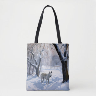 Bolso De Tela Toro Terrier deja que nieve Navidades