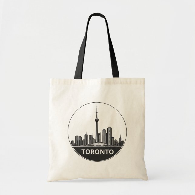 Bolso De Tela Toronto, Canadá | Estilizado Skyline Grande (Frente)