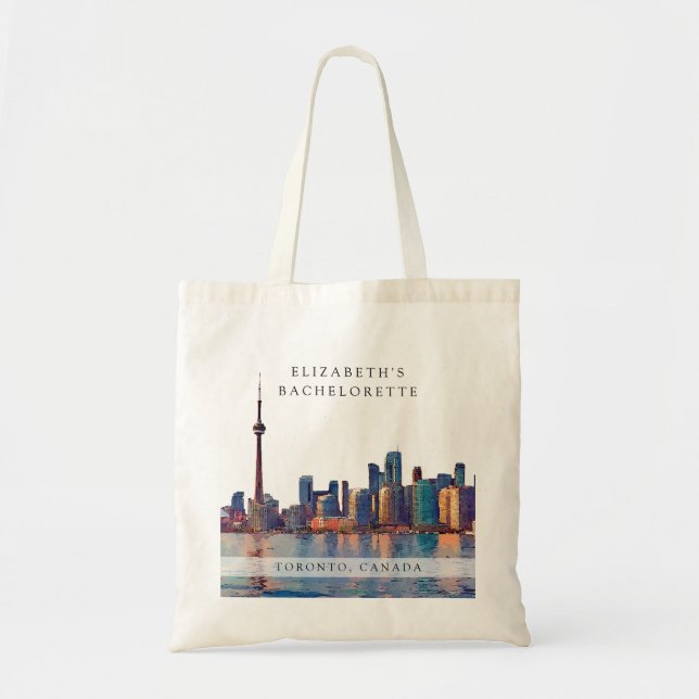 Bolso De Tela Toronto Skyline Acuarela Despedida de Soltera (Frente)