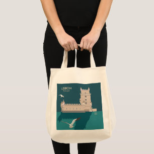 Bolso De Tela Torre de Lisboa de Belem al estilo de un afiche vi