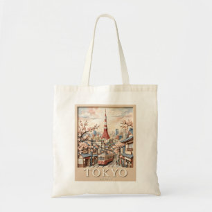 Bolso De Tela Torre de Tokio Paisaje Urbano Japonés Sakura Viaje