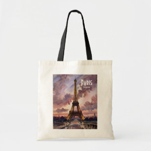 Bolso De Tela Torre Eiffel de París al Anochecer Aquarela con Te