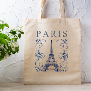 Bolso De Tela Torre Eiffel de París Delft Azul