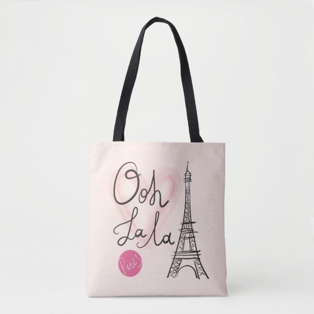 Bolso De Tela Torre Eiffel dibujada mano (Anverso)