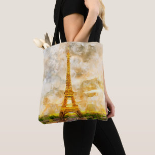 Bolso De Tela Torre Eiffel en París al atardecer nr1