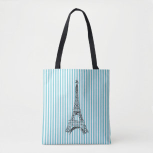 Bolso De Tela Torre Eiffel Paris Stripe Tote Bag