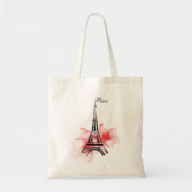 Bolso De Tela Torre Eiffel Romántica París (Frente)