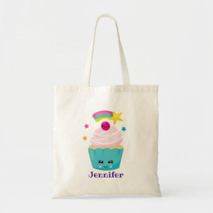 Bolso De Tela Torta azul dulce con cara de Kawaii