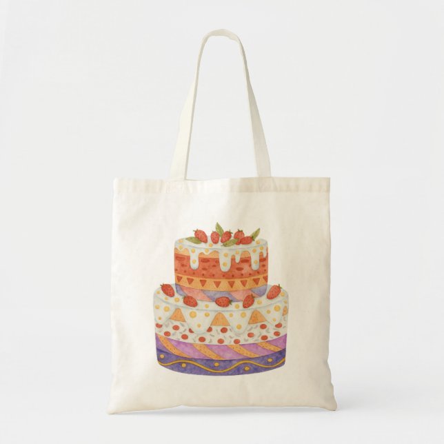 Bolso De Tela Torta de dos niveles de fresa (Frente)