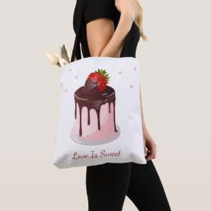 Bolso De Tela Torta De Fresa Cubierta De Chocolate El Amor Es Du