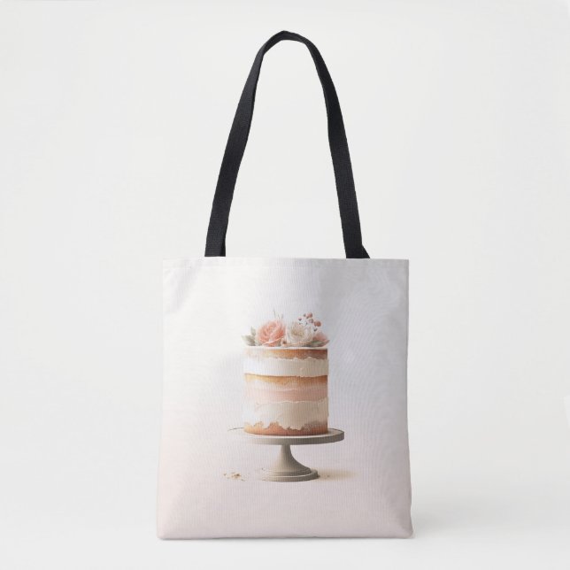 Bolso De Tela Torta Floral de Melocotón con Tono Rosado Elegante (Anverso)