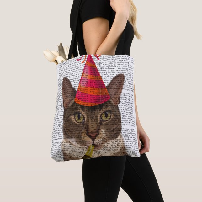 Bolso De Tela Tortoiseshell Cat con Gorra Fiesta (Detalle)