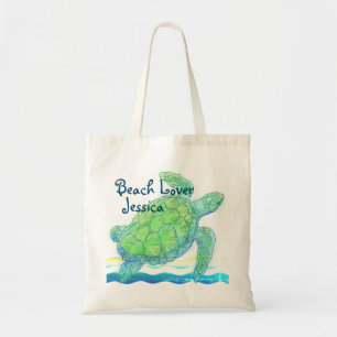 Bolso De Tela Tortuga azul y verde del mar