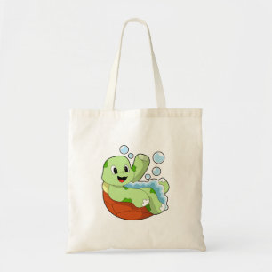 Bolso De Tela Tortuga bañándose con espuma