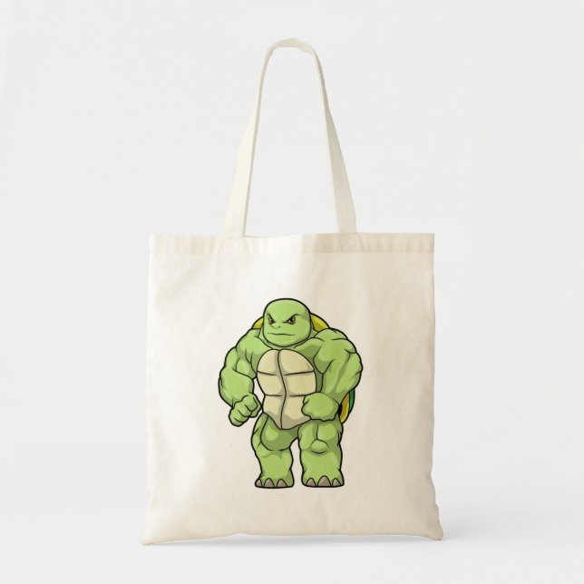 Bolso De Tela Tortuga como culturista con paquete de seis (Frente)