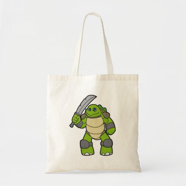 Bolso De Tela Tortuga como guerrero con espada (Frente)