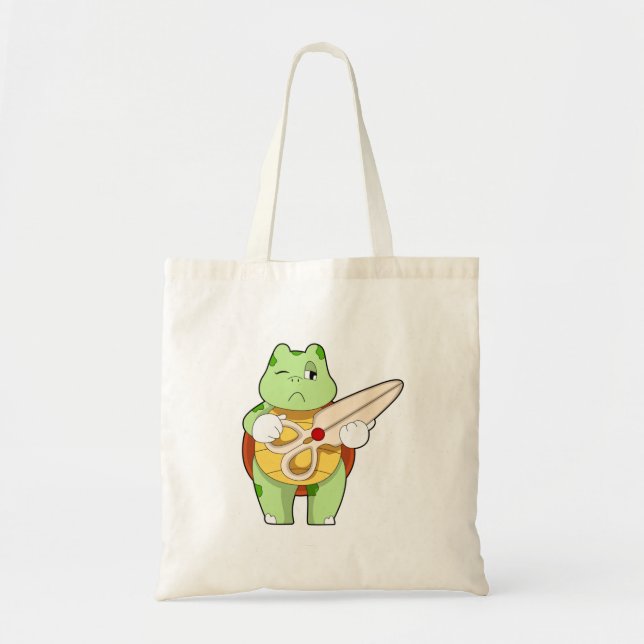 Bolso De Tela Tortuga como peluquero con tijeras (Frente)