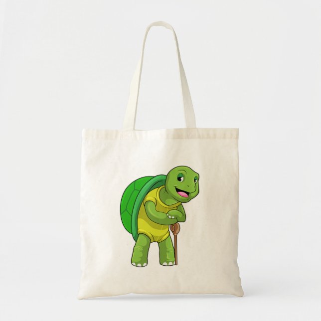 Bolso De Tela Tortuga como pensionista con palo (Frente)
