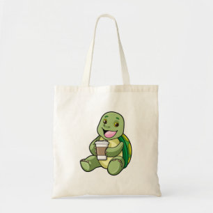 Bolso De Tela Tortuga con caparazón y café a tomar
