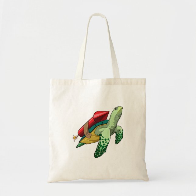 Bolso De Tela Tortuga con cohetes (Frente)