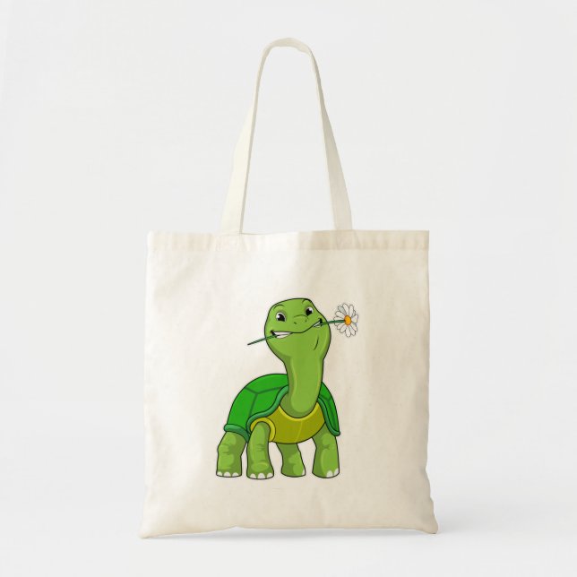Bolso De Tela Tortuga con margarita florida (Frente)