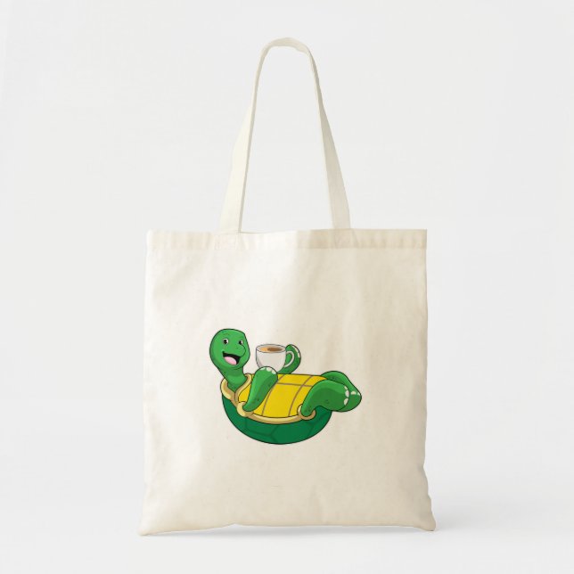 Bolso De Tela Tortuga con taza de café (Frente)