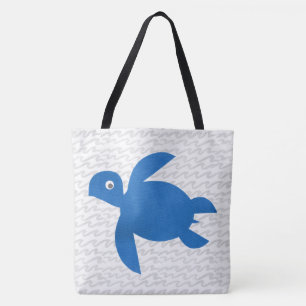Bolso De Tela Tortuga De Mar De Acuarela Ola De Shibori Y Rayas