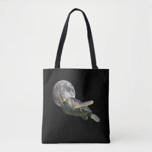 Bolso De Tela Tortuga De Mar De La Luna Cósmica Nadando En El Es