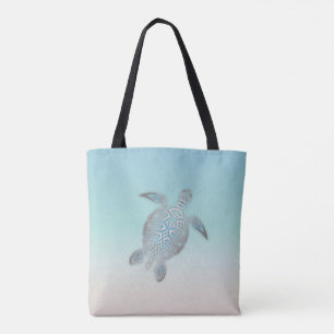 Bolso De Tela Tortuga de mar de plata Estilo de playa Turquesa C