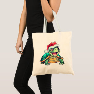 Bolso De Tela Tortuga de Navidades con sombrero de Santa