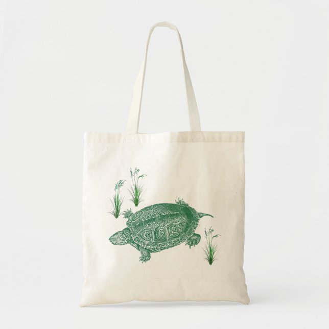 Bolso De Tela Tortuga del Mar Verde (Frente)