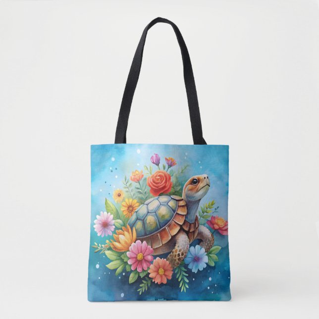 Bolso De Tela Tortuga floral (Anverso)