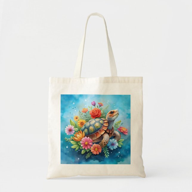 Bolso De Tela Tortuga floral (Frente)