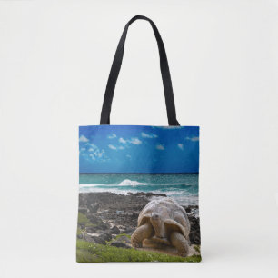 Bolso De Tela Tortuga grande en el borde del mar