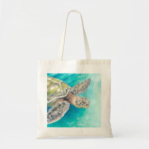 Bolso De Tela Tortuga marina color de agua verde