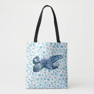 Bolso De Tela Tortuga marina costera de la playa de Vidrio del M