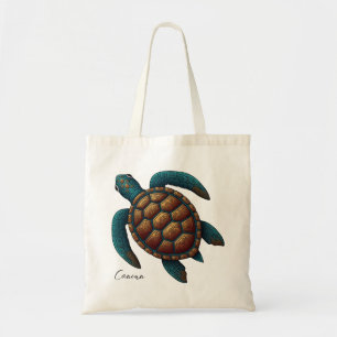 Bolso De Tela Tortuga marina de diseño maya de Cancun