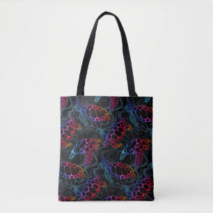 Bolso De Tela Tortuga marina en colores multicolor psicodélico c